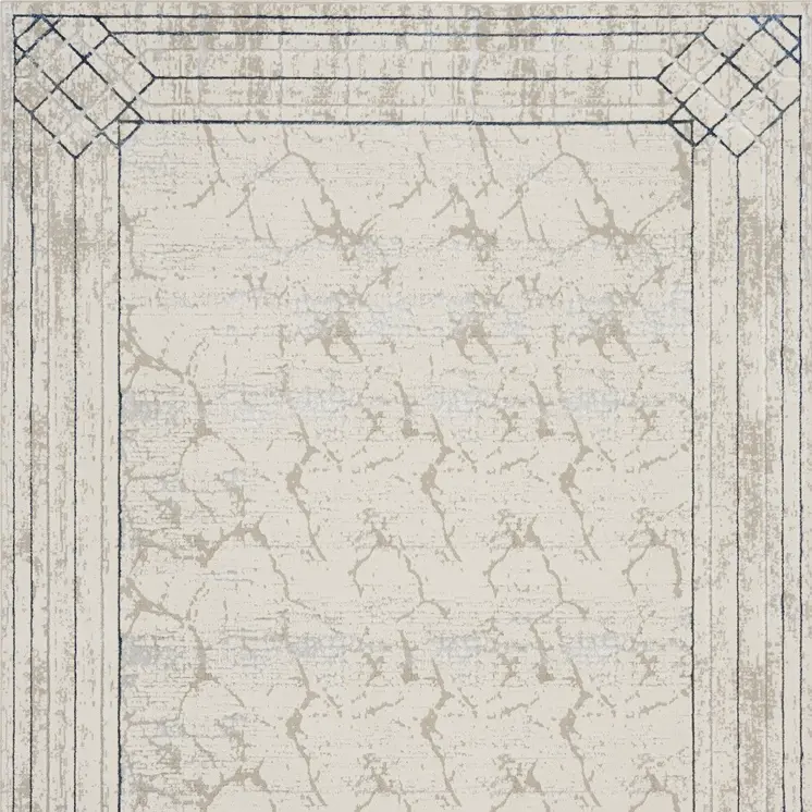 8' X 10' Ivory Black and Gray Geometric Non Skid Area Rug