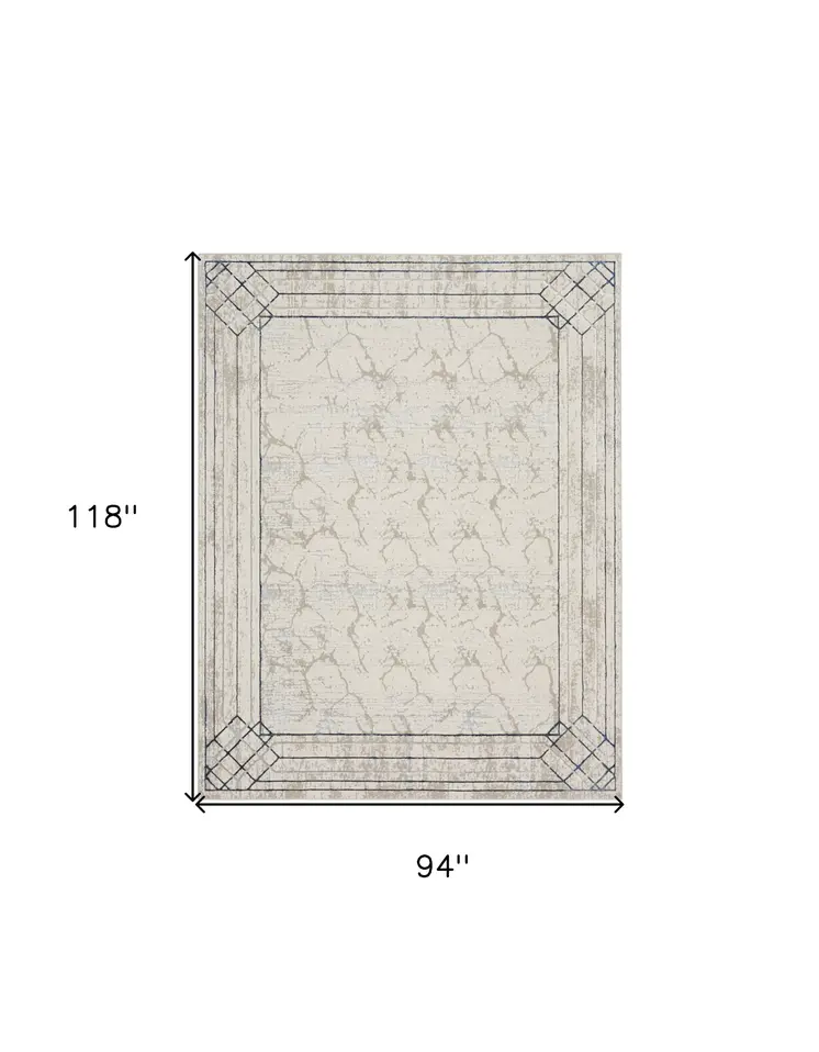 8' X 10' Ivory Black and Gray Geometric Non Skid Area Rug
