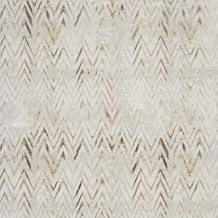 8' X 10' Ivory Brown and Gray Chevron Distressed Non Skid Area Rug