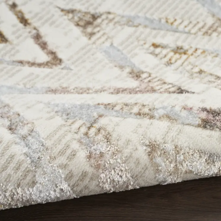 8' X 10' Ivory Brown and Gray Chevron Distressed Non Skid Area Rug