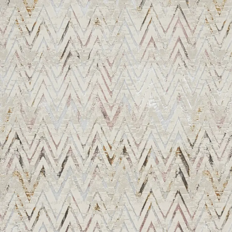 8' X 10' Ivory Brown and Gray Chevron Distressed Non Skid Area Rug