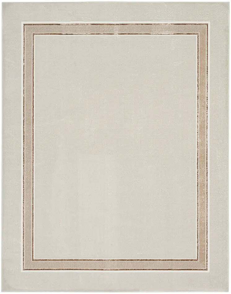 8' X 10' Ivory and Brown Geometric Non Skid Area Rug