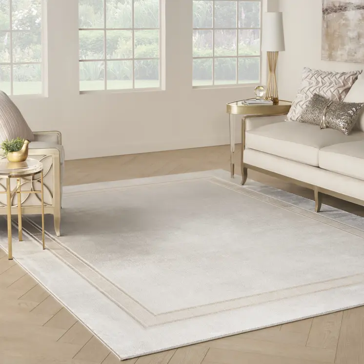 8' X 10' Ivory and Brown Geometric Non Skid Area Rug