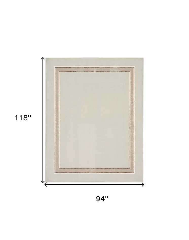 8' X 10' Ivory and Brown Geometric Non Skid Area Rug
