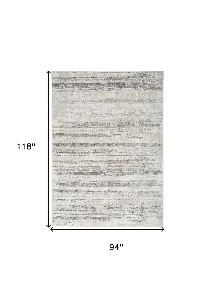 8' X 10' Cream and Gray Abstract Non Skid Area Rug