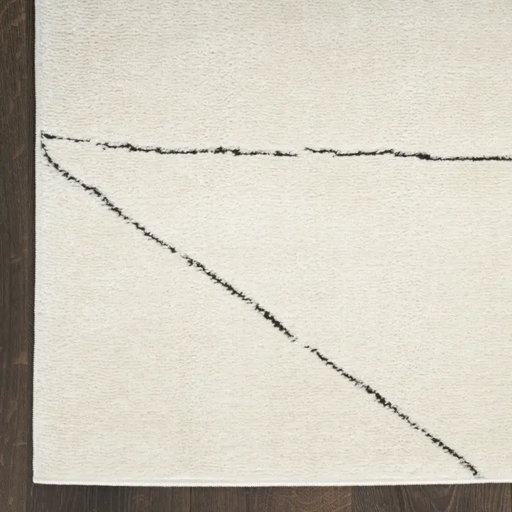 5' X 7' Ivory and Black Geometric Area Rug