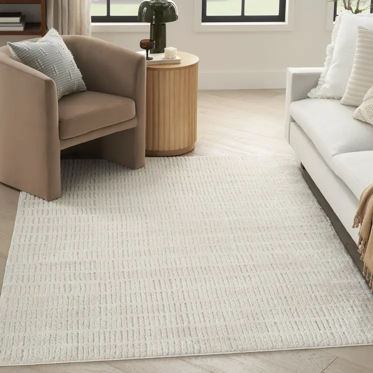 5' X 7' Ivory and Gray Abstract Area Rug