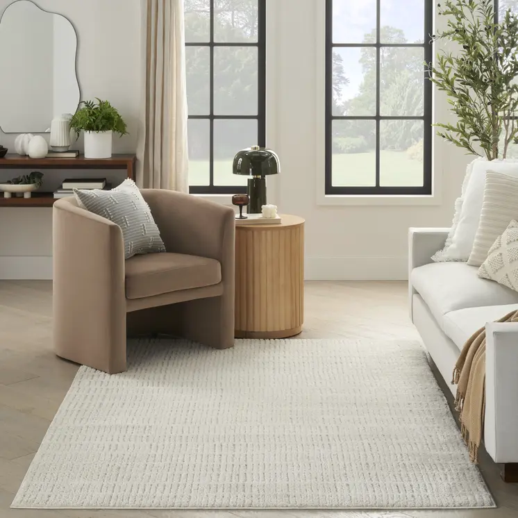 5' X 7' Ivory and Gray Abstract Area Rug