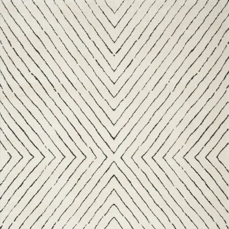 5' X 7' Ivory and Black Abstract Area Rug