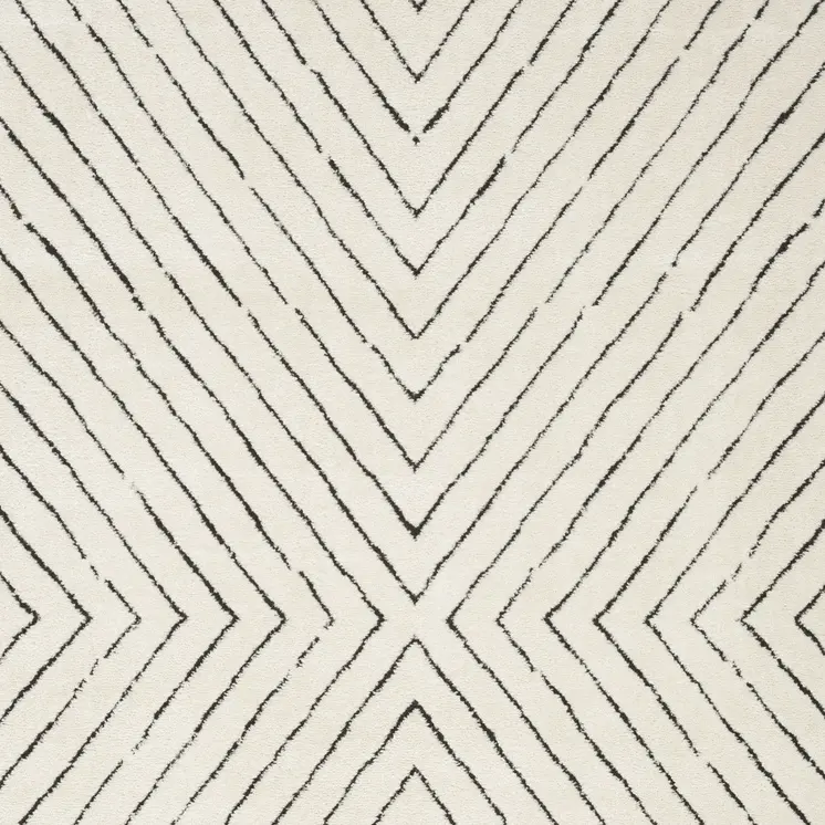 5' X 7' Ivory and Black Abstract Area Rug