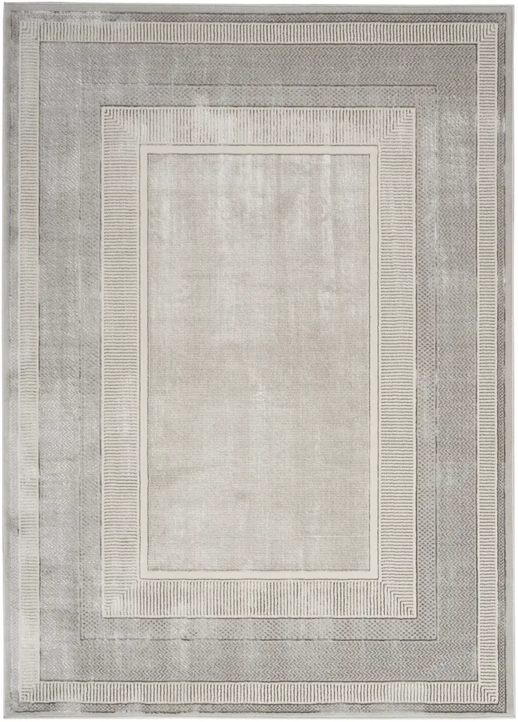 8' X 10' Ivory and Gray Geometric Non Skid Area Rug