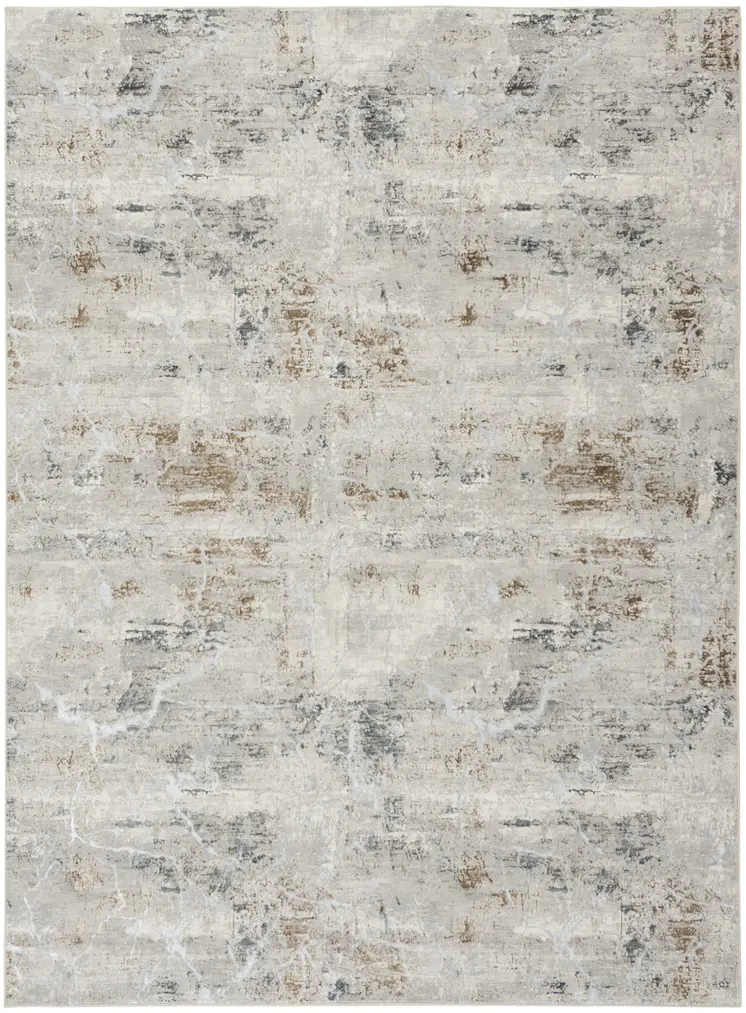 8' X 10' Ivory Gray and Brown Abstract Non Skid Area Rug