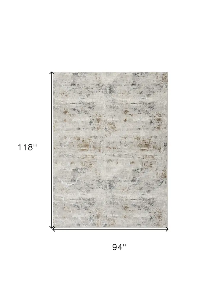 8' X 10' Ivory Gray and Brown Abstract Non Skid Area Rug