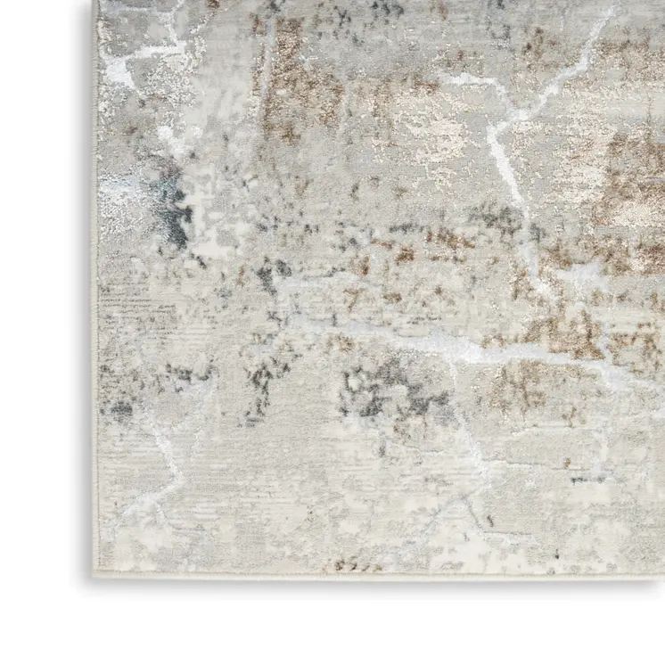 8' X 10' Ivory Gray and Brown Abstract Non Skid Area Rug