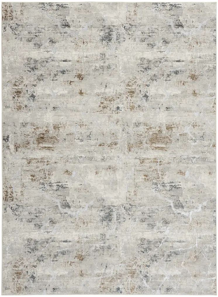 8' X 10' Ivory Gray and Brown Abstract Non Skid Area Rug