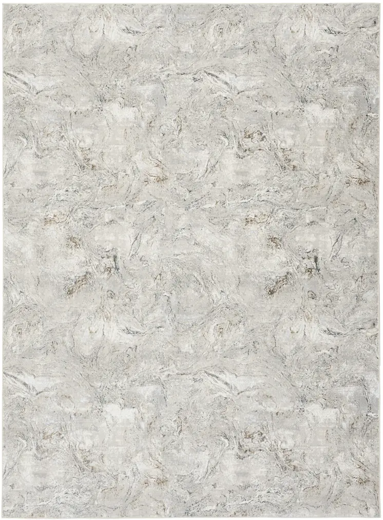 8' X 10' Ivory Gray and Brown Abstract Non Skid Area Rug