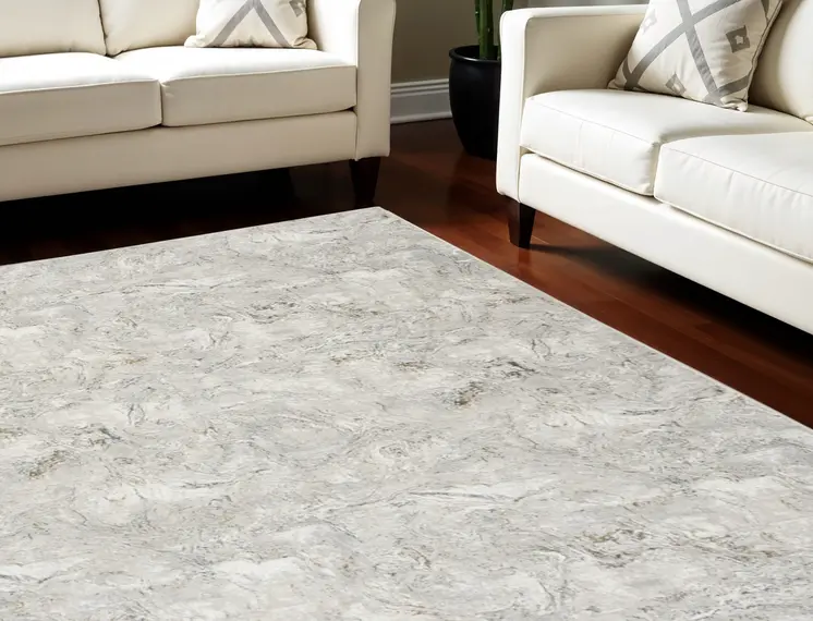 8' X 10' Ivory Gray and Brown Abstract Non Skid Area Rug