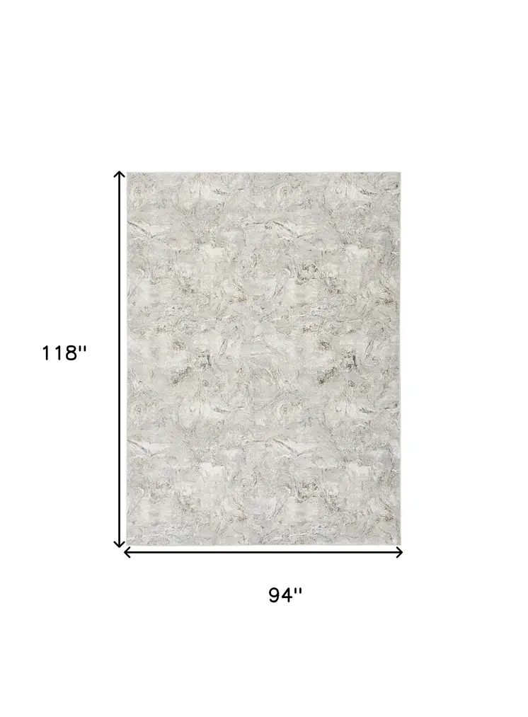 8' X 10' Ivory Gray and Brown Abstract Non Skid Area Rug