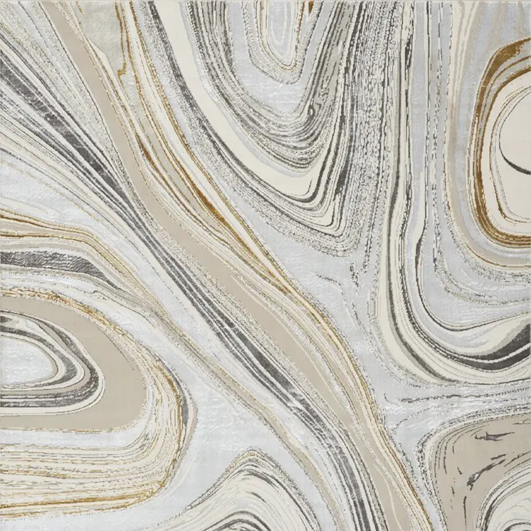 8' X 10' Ivory Gray and Brown Abstract Non Skid Area Rug