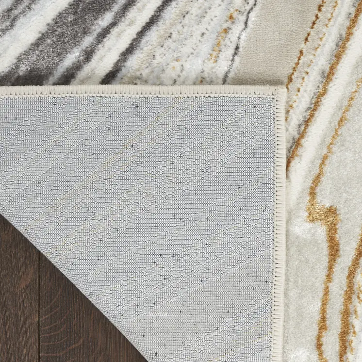 8' X 10' Ivory Gray and Brown Abstract Non Skid Area Rug