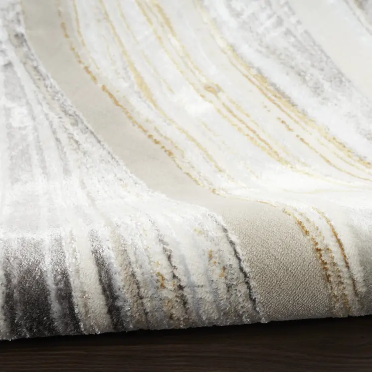 8' X 10' Ivory Gray and Brown Abstract Non Skid Area Rug