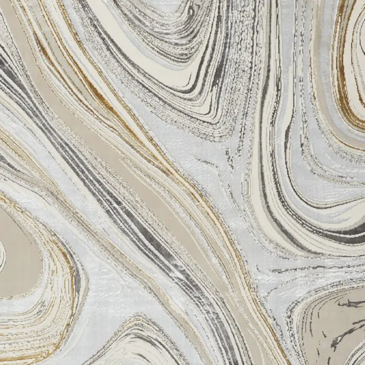 8' X 10' Ivory Gray and Brown Abstract Non Skid Area Rug