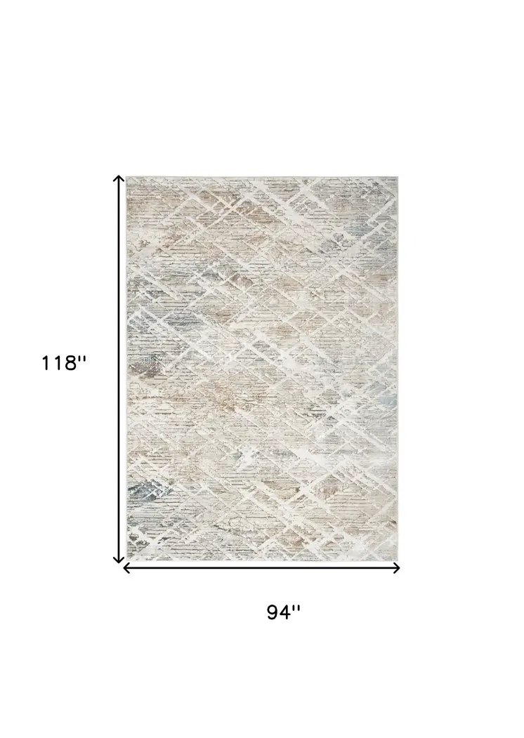 8' X 10' Ivory Gray and Brown Abstract Non Skid Area Rug
