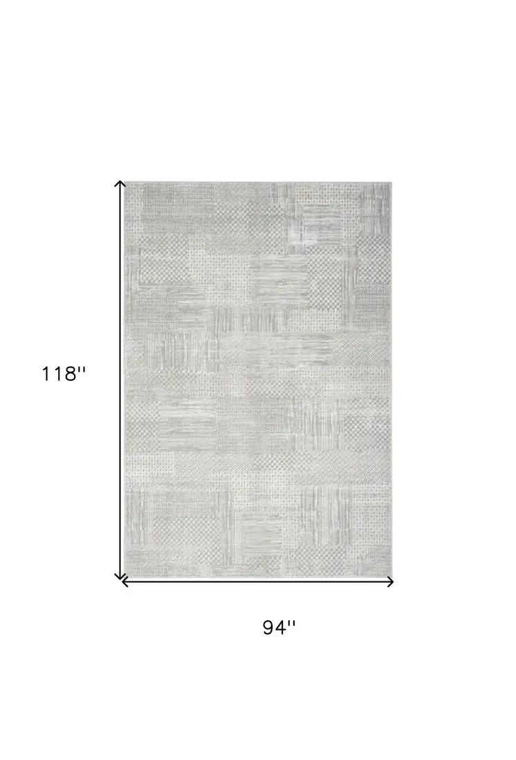 8' X 10' Silver and Gray Abstract Non Skid Area Rug