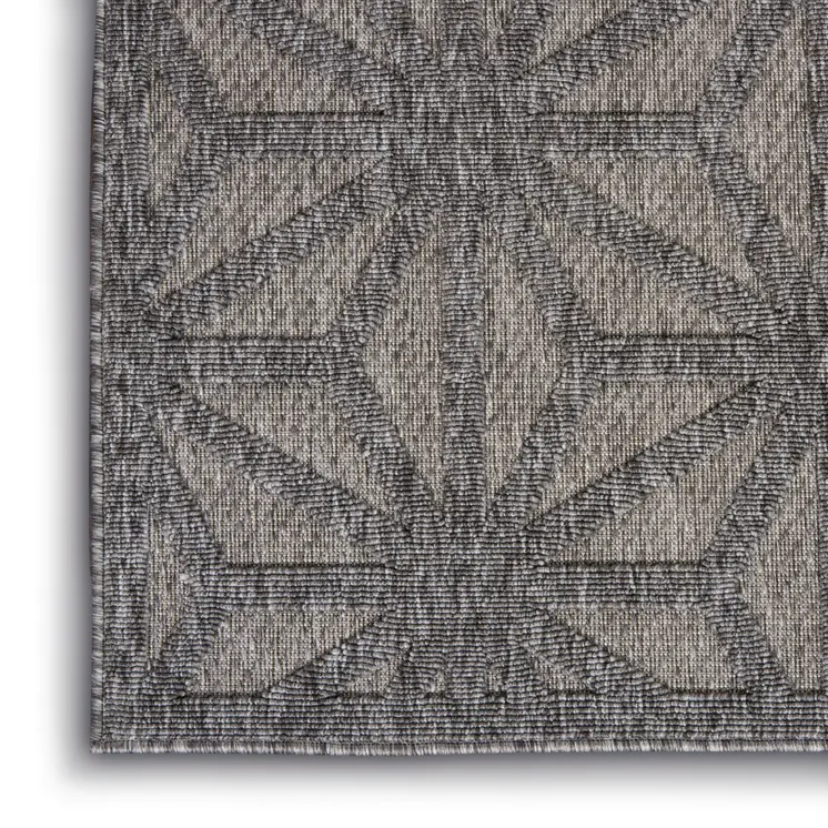 5' X 7' Dark Gray And Light Gray Geometric Indoor Outdoor Area Rug
