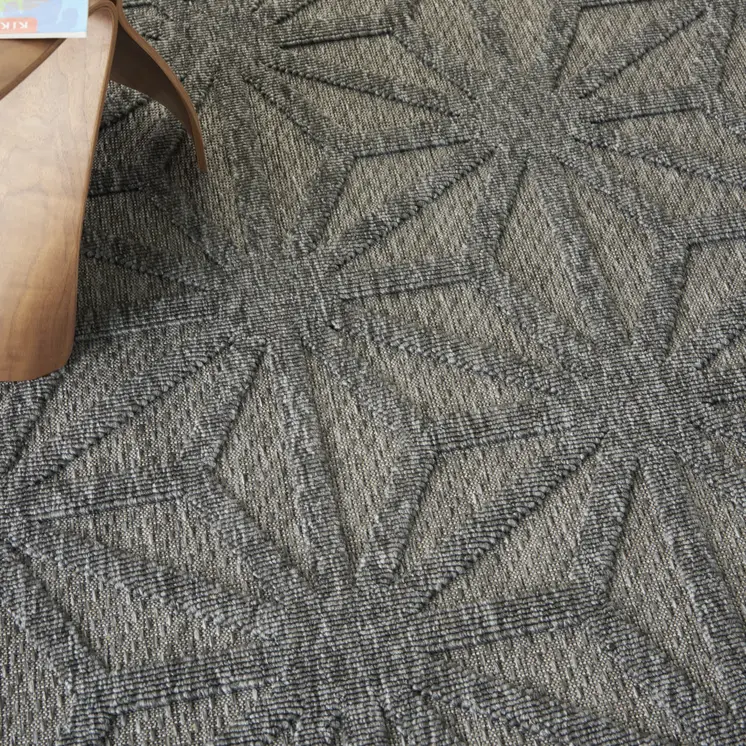 5' X 7' Dark Gray And Light Gray Geometric Indoor Outdoor Area Rug