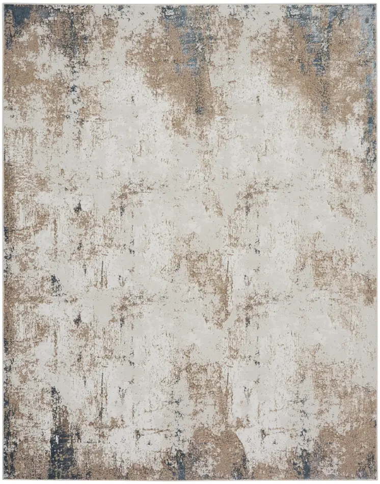 8' X 10' Taupe and Ivory Abstract Distressed Non Skid Area Rug