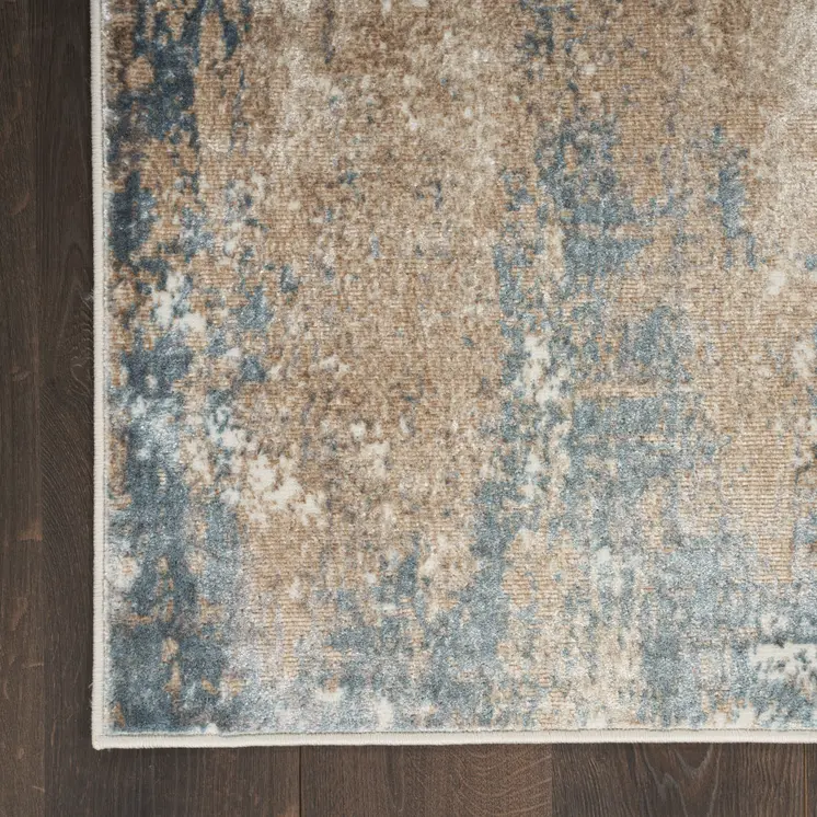 8' X 10' Taupe and Ivory Abstract Distressed Non Skid Area Rug
