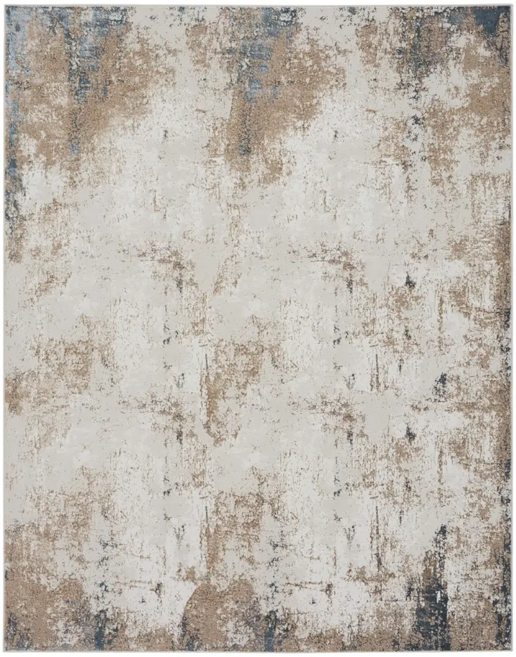 8' X 10' Taupe and Ivory Abstract Distressed Non Skid Area Rug
