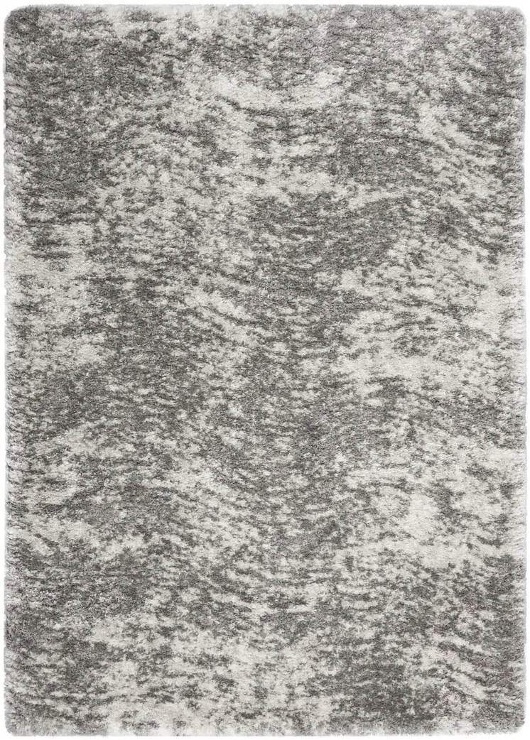 4' X 6' Charcoal and Ivory Abstract Shag Area Rug