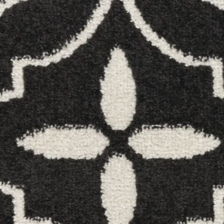 12' Gray and Ivory Floral Non Skid Runner Rug
