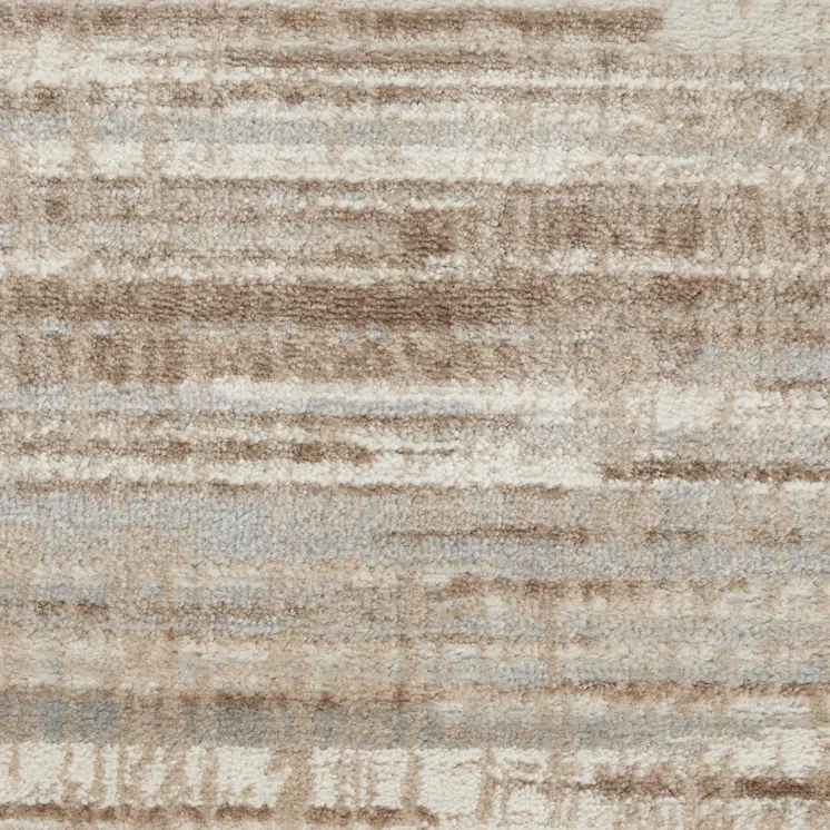 8' Ivory and Blue Geometric Distressed Non Skid Runner Rug