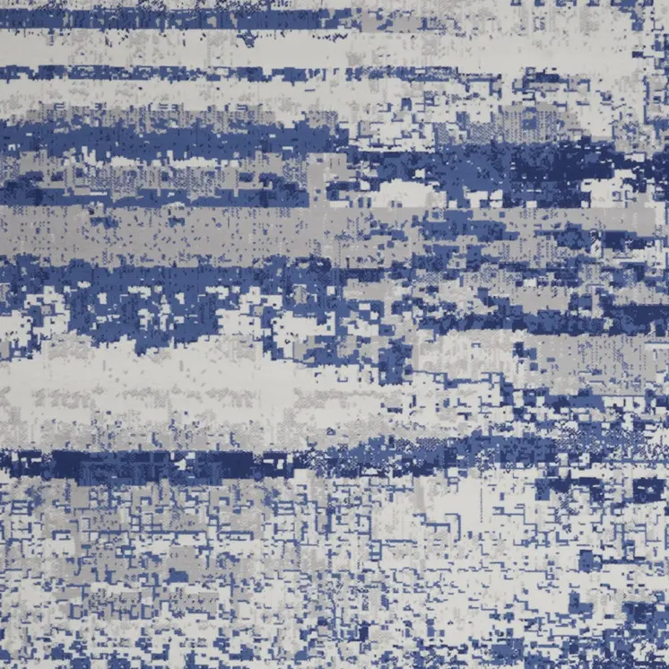 7' X 10' Ivory and Navy Blue Abstract Distressed Non Skid Area Rug
