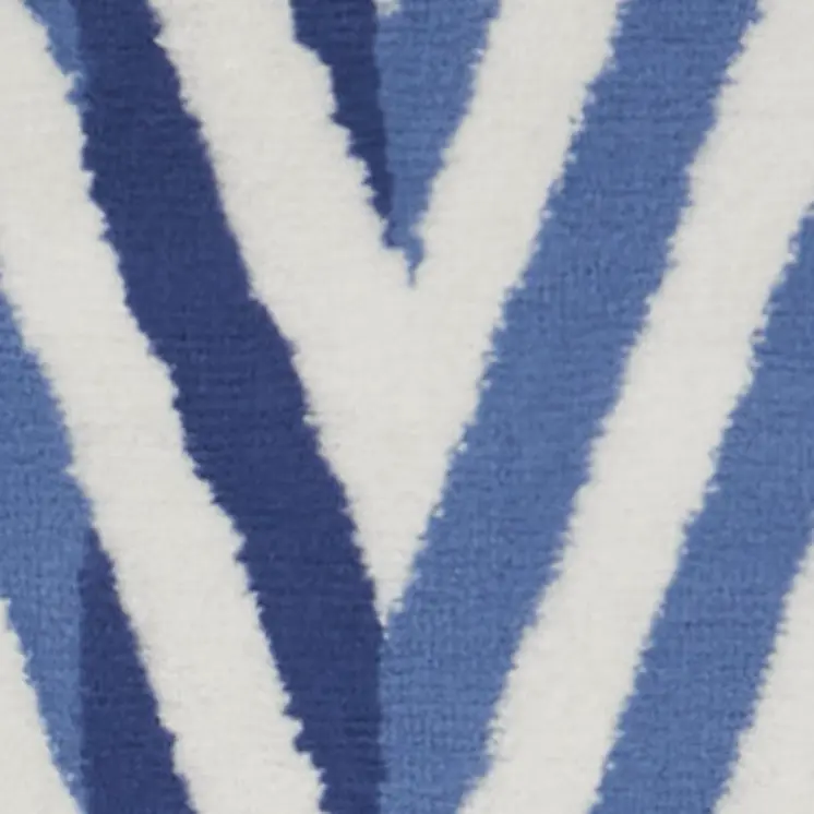 8' Ivory and Blue Geometric Distressed Non Skid Runner Rug