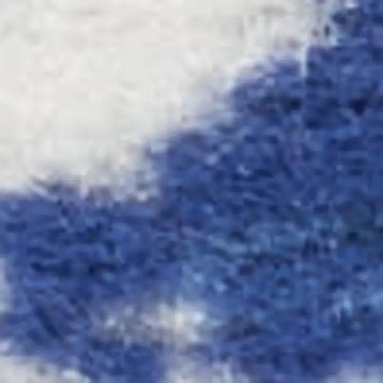 8' Ivory and Blue Floral Medallion Distressed Non Skid Runner Rug