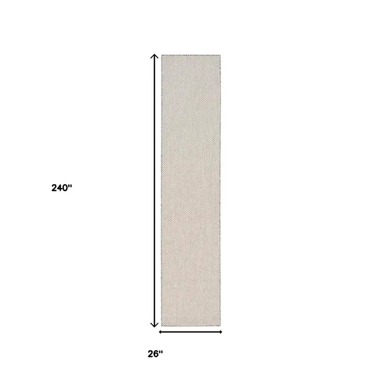 20' Ivory And Silver Geometric Indoor Outdoor Runner Rug