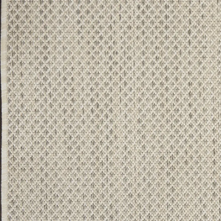 20' Ivory And Silver Geometric Indoor Outdoor Runner Rug