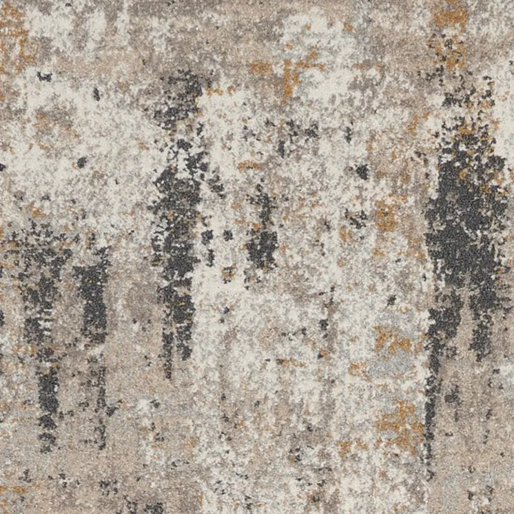 8' Cream Black and Gray Abstract Runner Rug
