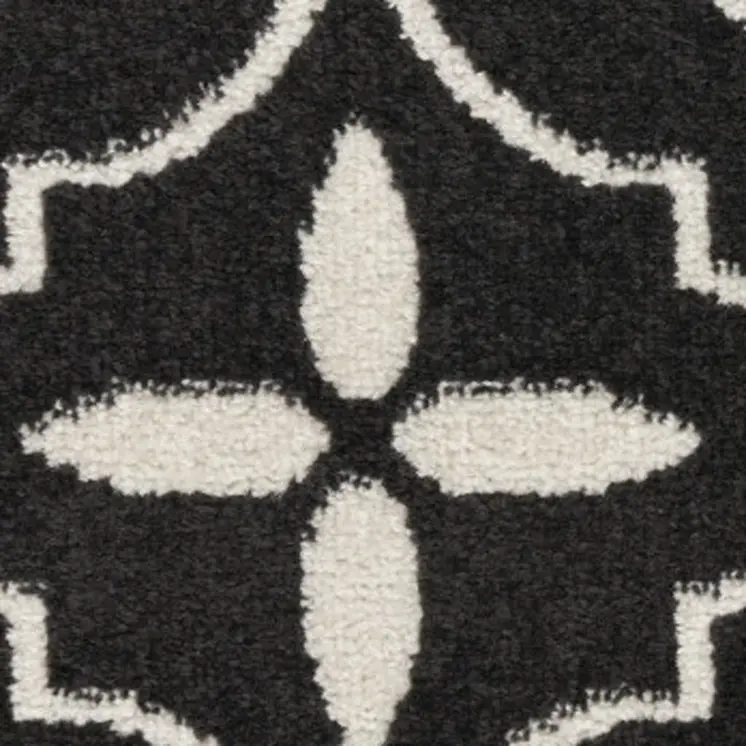 12' Gray and Black Floral Non Skid Runner Rug