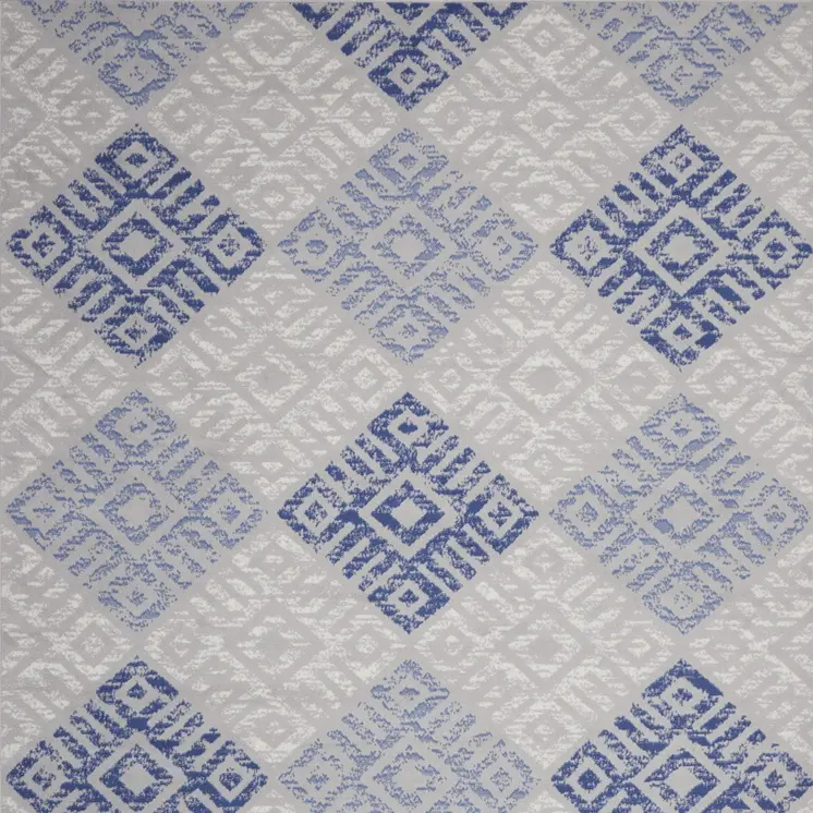 7' X 10' Beige Blue and Gray Geometric Distressed Non Skid Area Rug