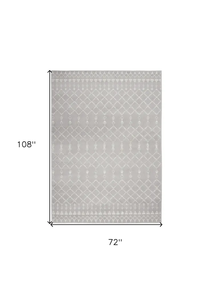 6' X 9' Gray and Ivory Moroccan Distressed Non Skid Area Rug
