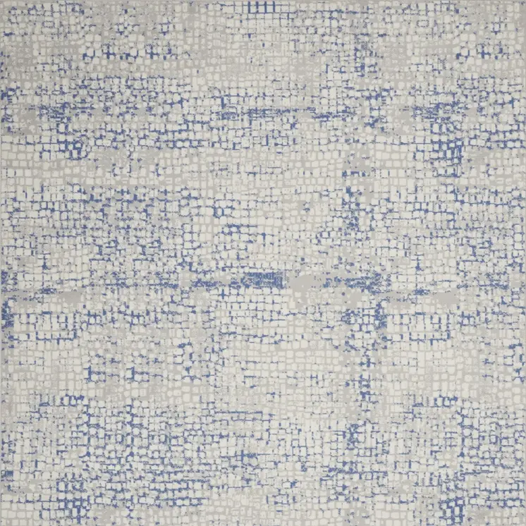 7' X 10' Ivory Blue and Gray Abstract Distressed Non Skid Area Rug