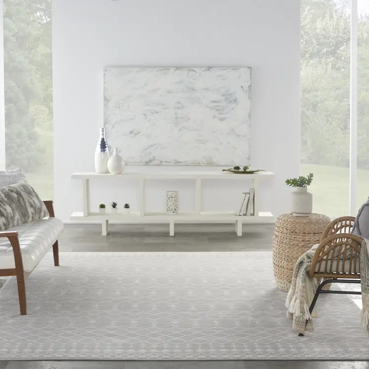7' X 10' Gray and Ivory Moroccan Distressed Non Skid Area Rug