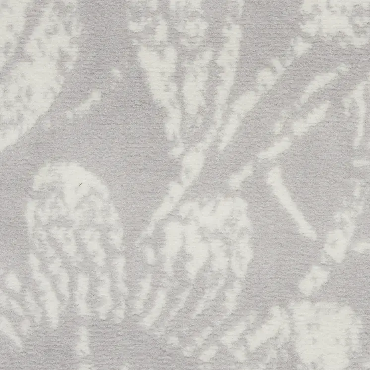 8' Gray and Ivory Floral Distressed Non Skid Runner Rug