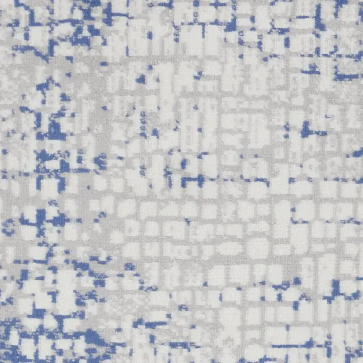 8' Ivory Blue and Gray Abstract Distressed Non Skid Runner Rug