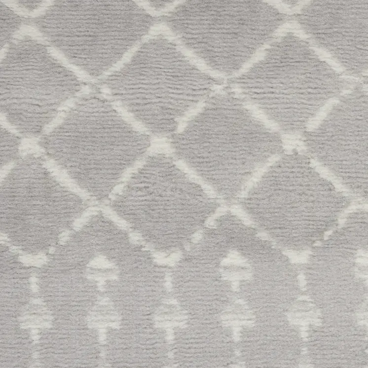 8' Gray and Ivory Moroccan Distressed Non Skid Runner Rug
